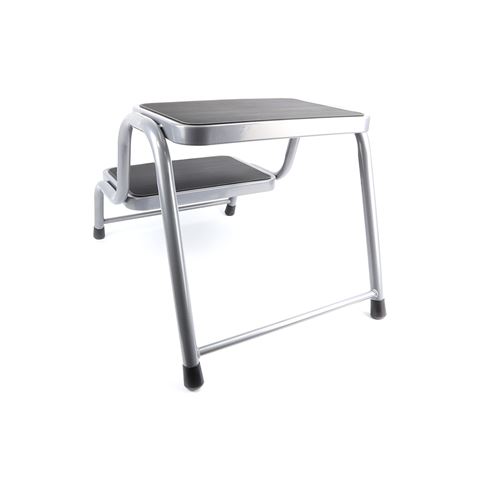 TABURETE ACERO 2 PELDAÑOS MADER - 10411-3