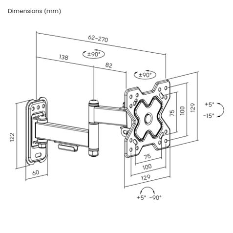 SOPORTE CON BRAZO TV 13"-32" DOBLE EXTENSION CROMAD - CR1168-4