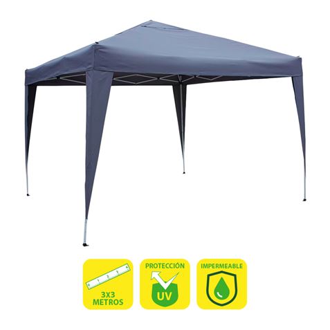REACONICIONADA CARPA PLEGABLE ACERO 3X3 METROS AZUL OSCURO SUNGARDEN - SG0018