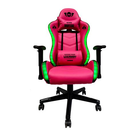 SILLA GAMING RGB SERIE RAPTOR LEGENDARY ROSA CROMAD - CR1163
