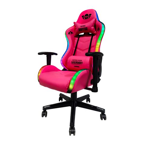 SILLA GAMING RGB SERIE RAPTOR LEGENDARY ROSA CROMAD - CR1163-1