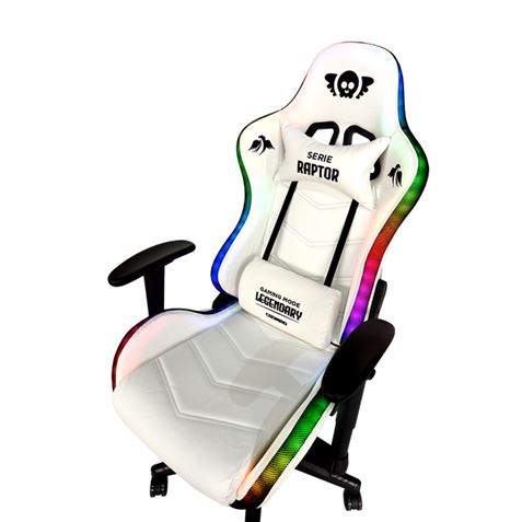 SILLA GAMING RGB SERIE RAPTOR LEGENDARY BLANCA CROMAD - CR1161-4