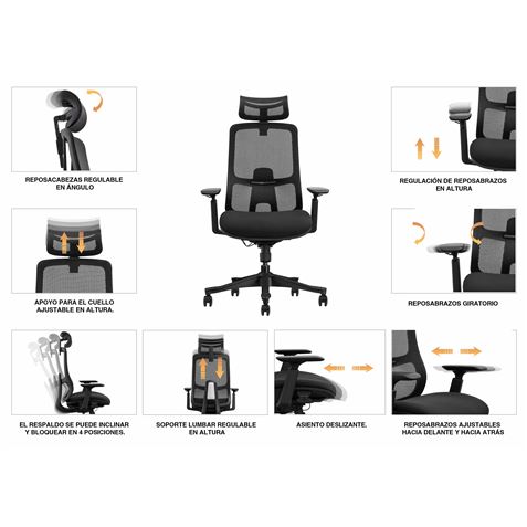 REACONDICIONADA SILLA OFICINA GAMA SENIOR SE1300 CROMAD - CR1134-6 REACONDICIONADA SILLA OFICINA GAMA SENIOR SE1300 CROMAD - CR1134-6