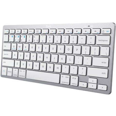 TECLADO COMPACTO INALAMBRICO BLUETOOTH PLATA TRUST - 24654