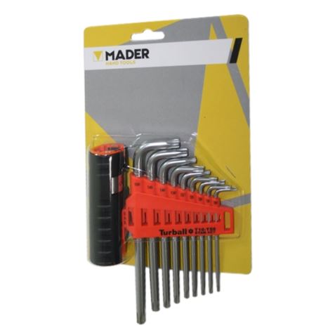 JUEGO LLAVES TORX CON ORIFICIO 9 PCS Y ADAPTADOR MADER - 57529-3