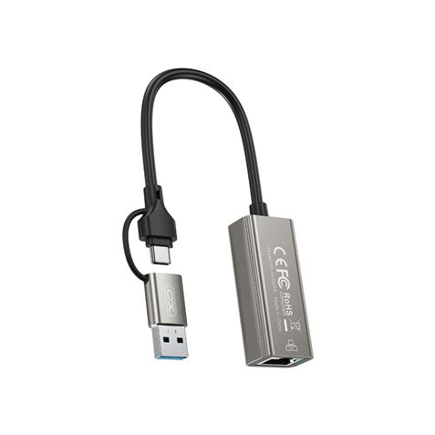 ADAPTADOR DE RJ45 A USB-A Y USB-C HUB018 XO - XOHUB018