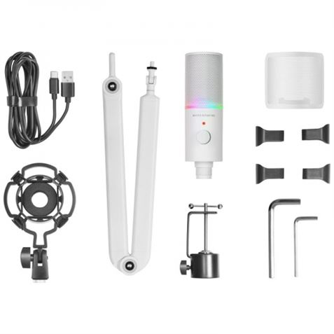 MICROFONO MMIC-XT BLANCO | BRAZO REGULABLE | RGB | ACCESORIOS | MARS GAMING - MMICXTW-2