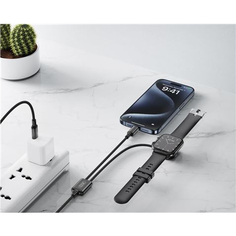 CABLE 2 EN 1 60W TIPO C + CABLE CARGA MAGNETICA APPLE WATCH NEGRO XO - XOCX030BK-1
