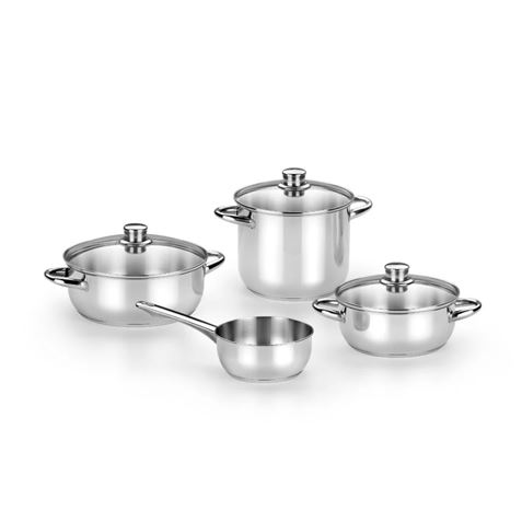 BATERIA DE COCINA 7 PIEZAS ACERO INOX OPTIMA TAPAS VIDRIO MONIX - M450002