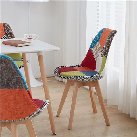 REACONDICONADO PACK 2 SILLAS DESIGN D400 TELA PATCHWORK MUVIP - MV0498-2 REACONDICONADO PACK 2 SILLAS DESIGN D400 TELA PATCHWORK MUVIP - MV0498-2