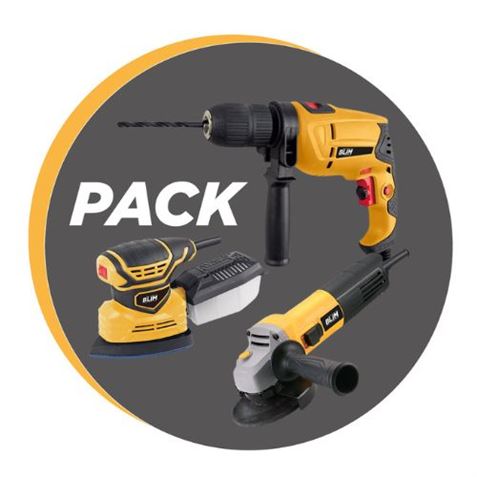 PACK TALADRO 500W + RADIAL 115-125MM 800W + LIJADORA 180W BLIM - PACKBLIM2