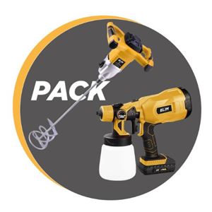 PACK MEZCLADOR ELECTRICO 1500W + PISTOLA PINTAR 20V 2AH BLIM - PACKBLIM15