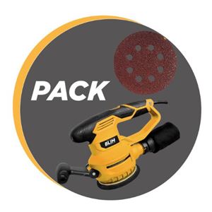 PACK LIJADORA ROTORBITAL 450W + JUEGO DE 40 LIJAS 150MM BLIM - PACKBLIM9