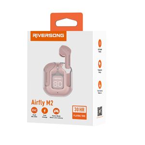 AURICULARES BLUETOOTH TWS AIRFLY M2 ROSA CON CANCELACION DE RUIDO RIVERSONG - GSM177747-1
