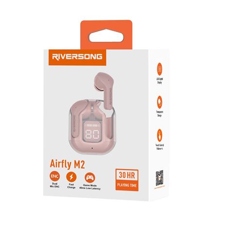 AURICULARES BLUETOOTH TWS AIRFLY M2 ROSA CON CANCELACION DE RUIDO RIVERSONG - GSM177747-1