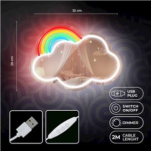 ESPEJO DECORATIVO CON NEON LED CLOUD MULTICOLOR FOREVER - RTV200019-1