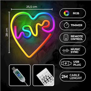 LAMPARA DECORATIVA NEON LED LOVE IN HEART FOREVER - RTV100439-1