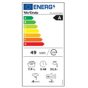 LAVADORA DE 7KG 1200RPM BLANCA LV2120 MX-ONDA - MX-LV2120-1