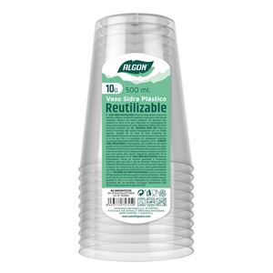 SET 15 VASOS REUTILIZABLES PLASTICO 500ML ALGON - BA01054375746