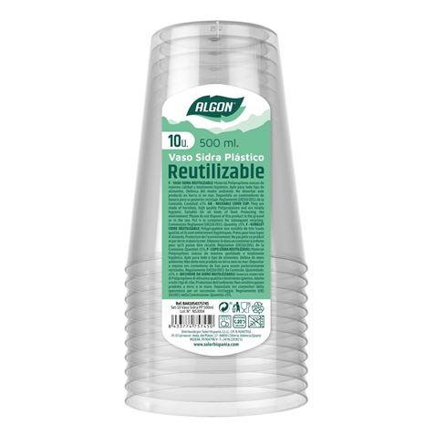 SET 15 VASOS REUTILIZABLES PLASTICO 500ML ALGON - BA01054375746