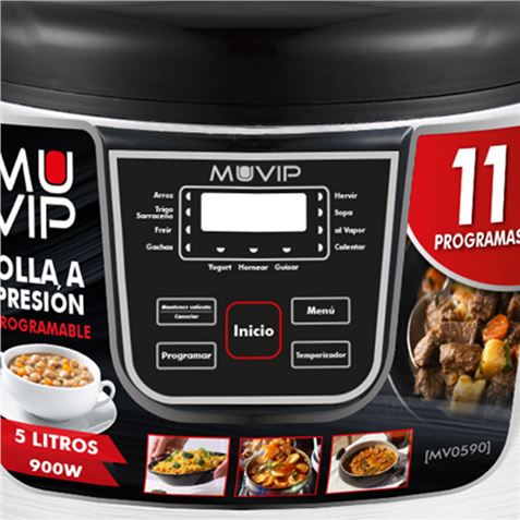 OLLA A PRESIÓN PROGRAMABLE 5 LITROS | 11 PROGRAMAS 900W MUVIP - MV0590-4
