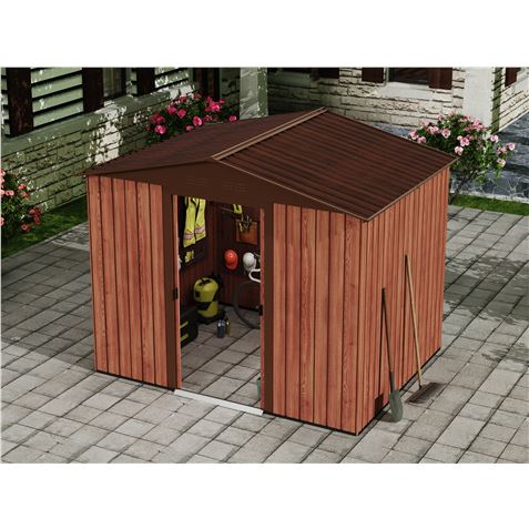 CASETA DE METAL | PUERTAS CORREDERAS 185X245X208CM (4.5M2) EFECTO MADERA SG - SG0120