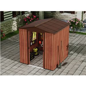 CASETA DE METAL | PUERTAS CORREDERAS 185X181X200CM (3.36M2) EFECTO MADERA - SG0119