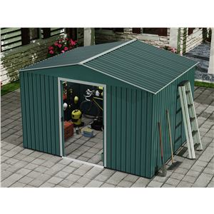 CASETA DE METAL | PUERTAS CORREDERAS 304.5X243X214.5CM (7.4M2) VERDE SUNGAR - SG0126