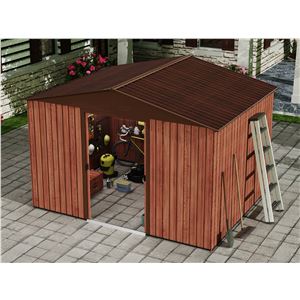 CASETA DE METAL | PUERTAS CORREDERAS 304.5X243X214.5 (7.4M2) EFECTO MADERA - SG0121