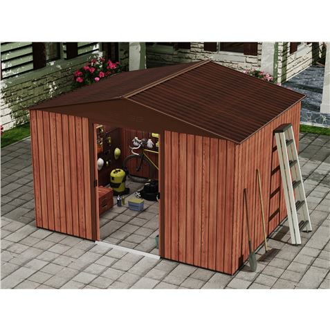 CASETA DE METAL | PUERTAS CORREDERAS 304.5X243X214.5 (7.4M2) EFECTO MADERA - SG0121