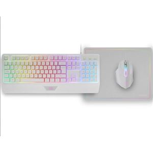 PACK GAMING TECLADO H-MEC | RATON | ALFOMBRILLA RGB BLANCO MCP124 MARS GAMI - MCP124WES