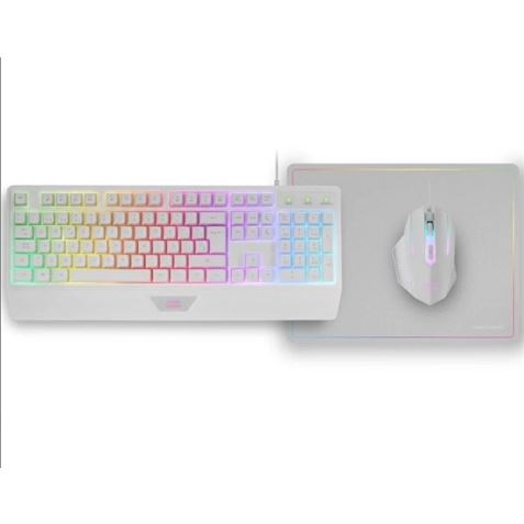PACK GAMING TECLADO H-MEC | RATON | ALFOMBRILLA RGB BLANCO MCP124 MARS GAMI - MCP124WES