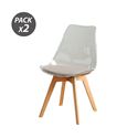 PACK 2 SILLAS DESIGN D1000 TRANSPARENTES + COJÍN MARRÓN MUVIP - MV0610
