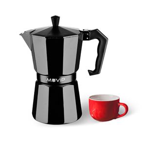CAFETERA 1 TAZA ALUMINIO NEGRO MATE ANTIADHERENTE MUVIP - MV0603