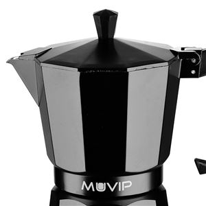 CAFETERA 3 TAZAS ALUMINIO NEGRO MATE ANTIADHERENTE MUVIP - MV0606-1
