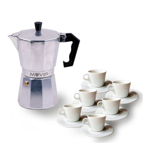 CAFETERA 6 TAZAS ALUMINIO ANTIADHERENTE MUVIP - MV0601