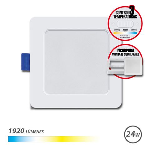 REAC DOWNLIGHT CUADRADO 24W | 1920LM 3 TEMPERATURAS + SOBREPARED ELBAT - EB0532
