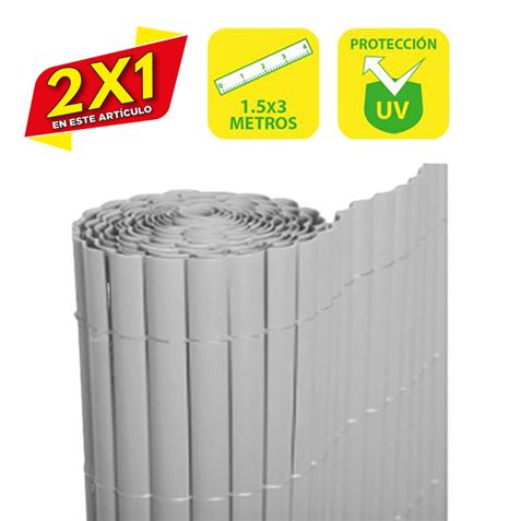 CAÑIZO PLÁSTICO DOBLE CARA 1.5X3 METROS GRIS CLARO SUNGARDEN (2 X 1)