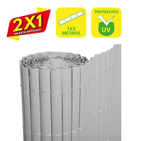 CAÑIZO PLÁSTICO DOBLE CARA 1X3 METROS GRIS CLARO SUNGARDEN (2 X 1)