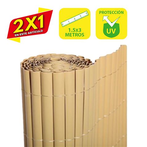 CAÑIZO PLÁSTICO DOBLE CARA 1.5X3 METROS MARRON CLARO SUNGARDEN (2 X 1)