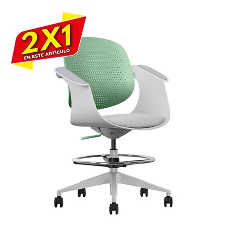 SILLA / TABURETE DE OFICINA TOP WORK VERDE CROMAD (2 X 1)