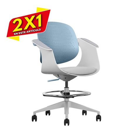 SILLA / TABURETE DE OFICINA TOP WORK AZUL CROMAD (2 X 1)