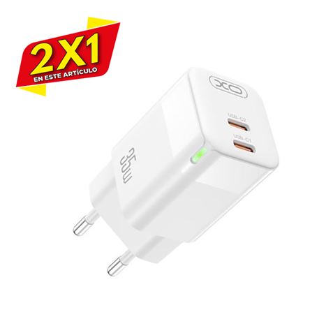 CARGADOR DE CORRIENTE CE07 35W 2 X TIPO C XO BLANCO (2 X 1)