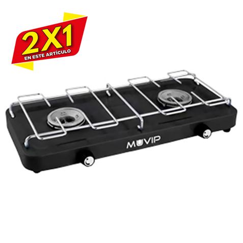COCINA DE GAS 2 FUEGOS CON PARRILLA DESMONTABLE MUVIP (2 X 1)