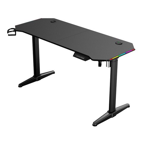 REAC MESA GAMING PRO1600 XL MOTORIZADA FIBRA CARBONO | LUZ RGB SOUND MUVIP - MV0443