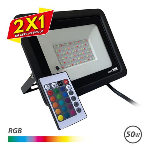 FOCO LED RGB 50W + MANDO ELBAT (2 X 1)