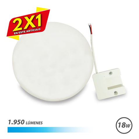 APLIQUE LED TECHO CON BASE FIJA REDONDO 18W LUZ FRIA ELBAT (2 X 1)