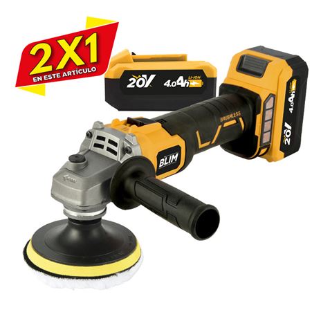 RADIAL 20V 115MM S/CARBONES + KIT PULIDO | 2 BATERIAS 4AH BLIM (2 X 1)