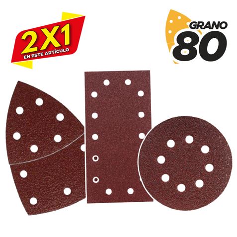 SET DE 9 LIJAS GRANO 80 PARA LIJADORA MODELO BL0151 (2 X 1)