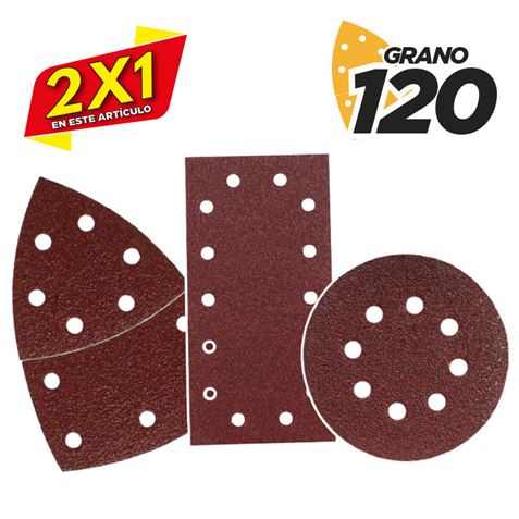 SET DE 9 LIJAS GRANO 120 PARA LIJADORA MODELO BL0151 (2 X 1)